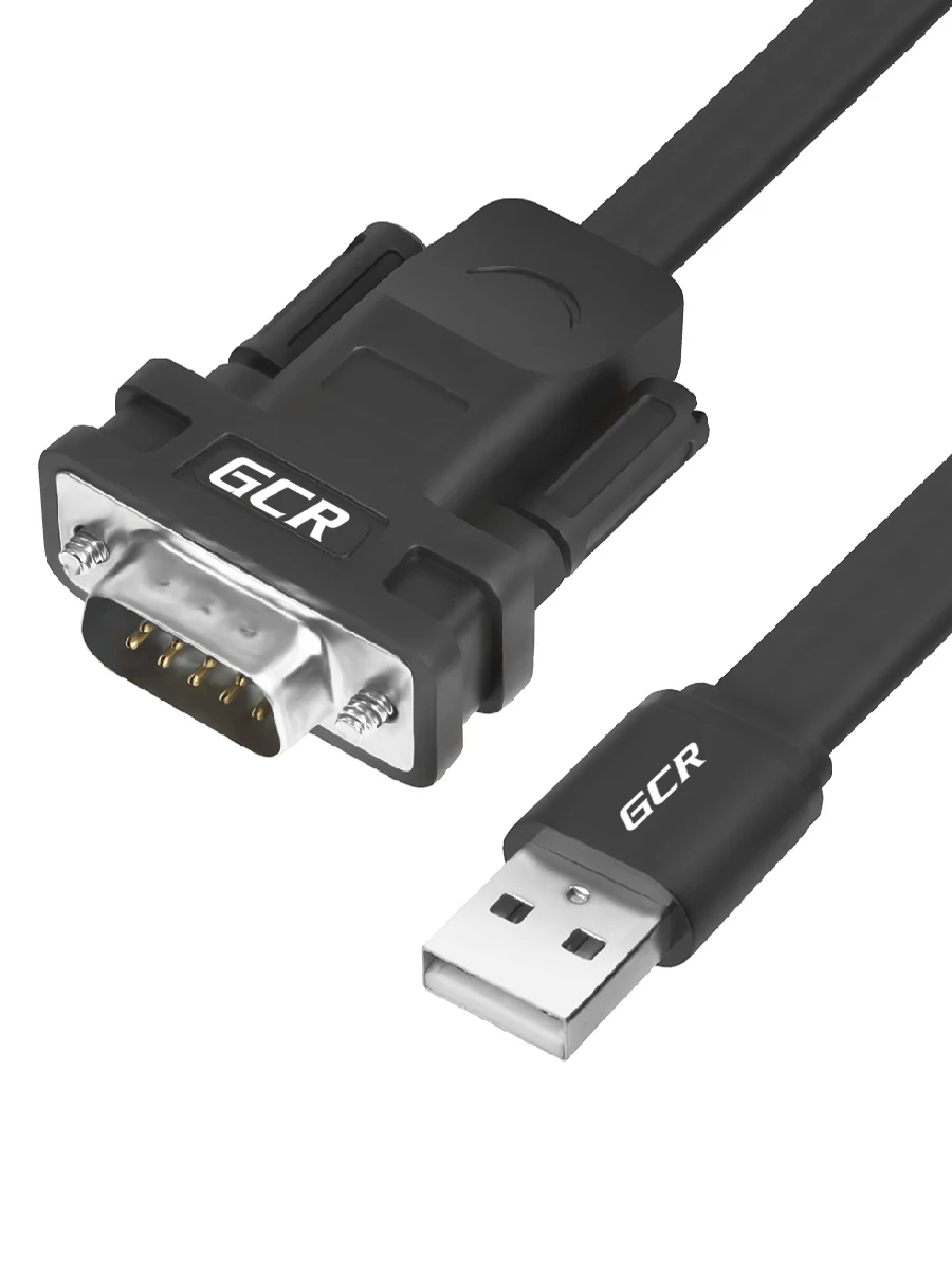 GCR Конвертер-переходник плоский USB 2.0 AM / DB9 RS-232 PRO чипсет для компьютеров принтеров