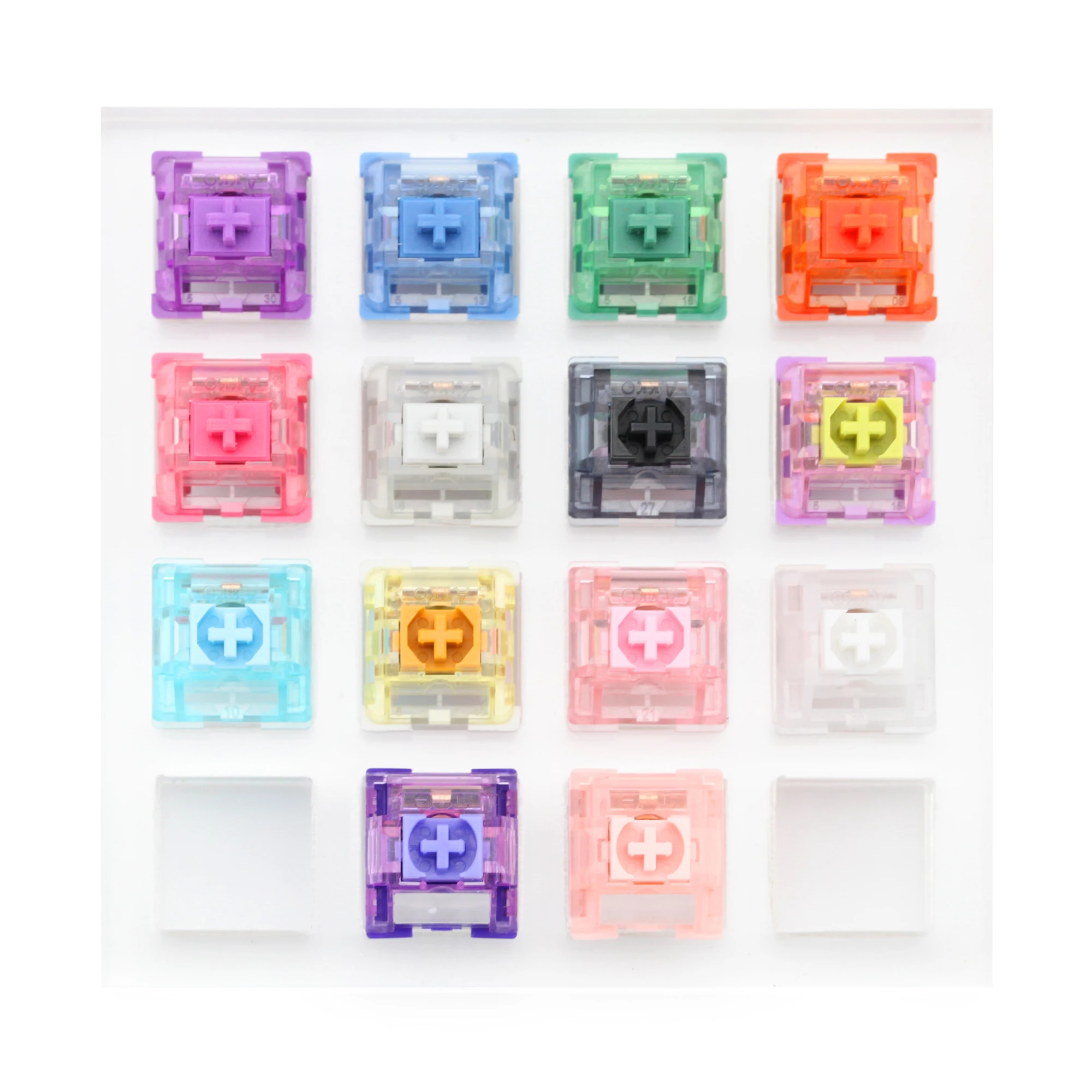 

14 Keys CS Switch shaft tester With non-engraved keycaps with acrylic base Princess Devil Jelly Switches For mechanical keyboard