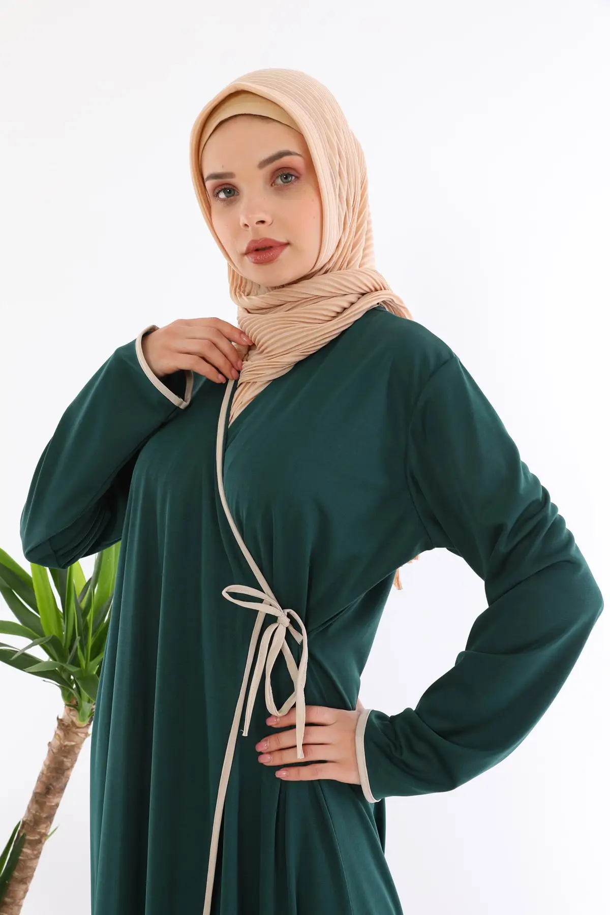 

Fashion Muslim Sets Prayer Wear Woman Hijab Dress Full Cover Side Tie Abaya Long Dresses Islam Jilbab Ramadan Clothes S-M-L