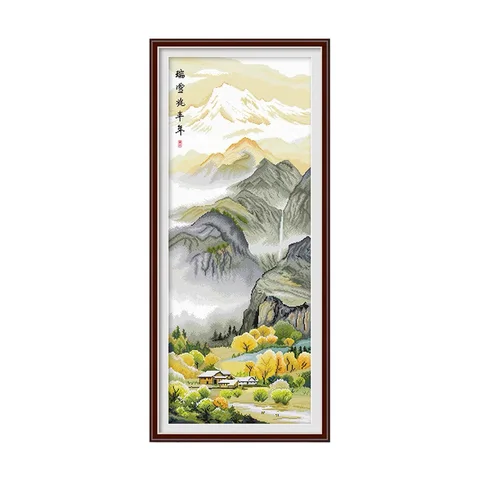 Набор для вышивки крестиком с изображением весенней реки водопада летнего пейзажа зимней горы снежной сцены