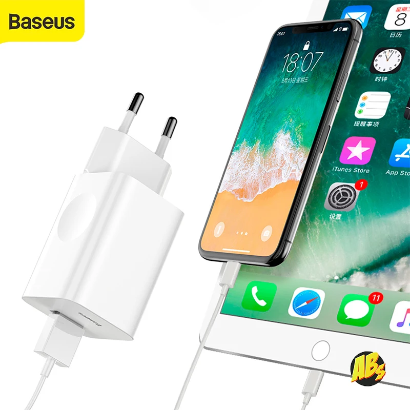 Baseus зарядный адаптер Quick Charge QC 3.0 24W оригинал зарядка для iPhone iPad Android сетевое ЗУ