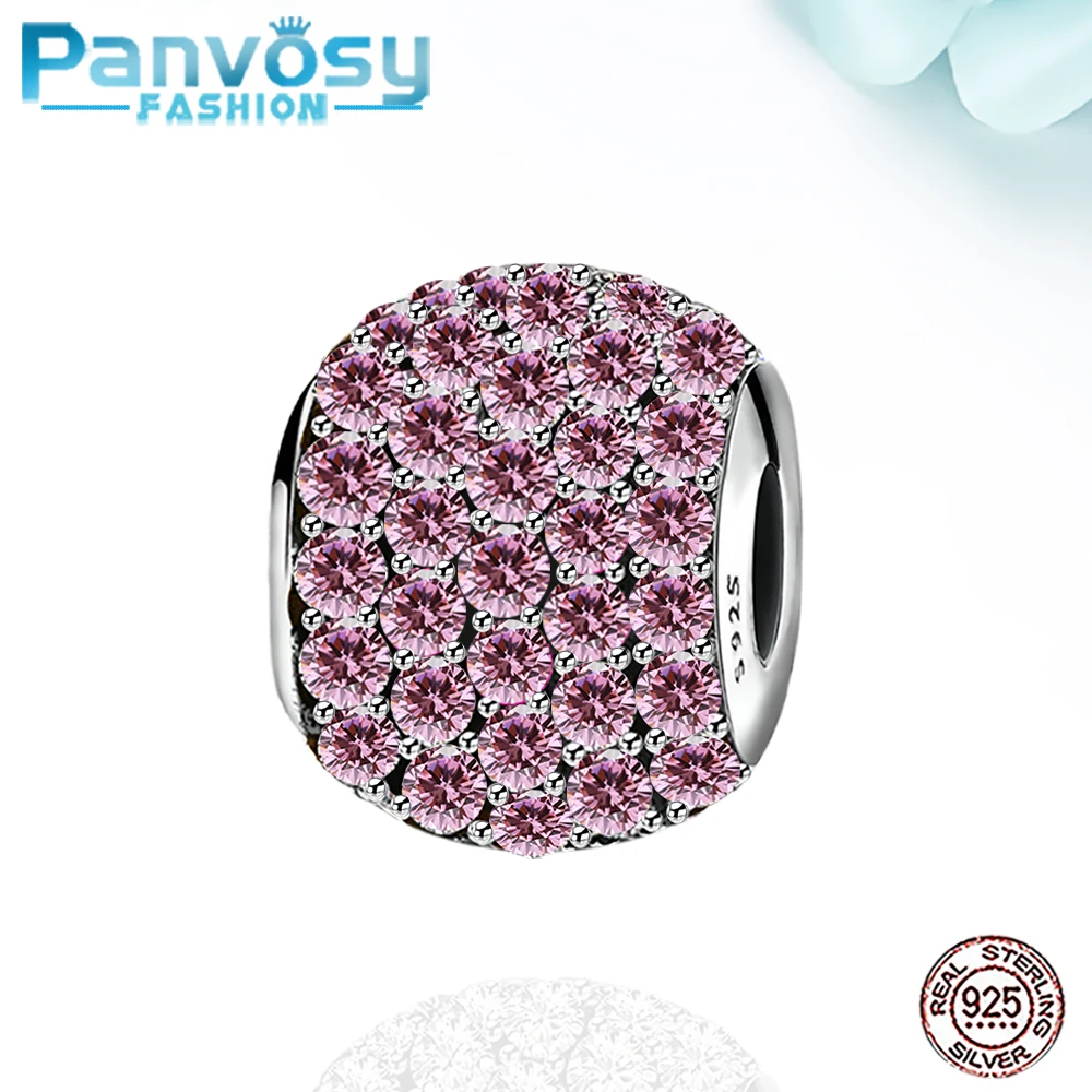 

New 925 Sterling Silver Pink CZ Bead Fit Designer 925 Original 2020 Summer charms Bracelets DIY Beads For Jewelry Making Women