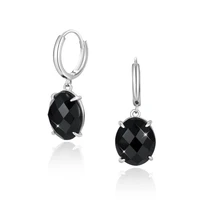 anna queen black earrings hoop earrings 925 sterling women oval black onyx dangle drop earrings sl0052
