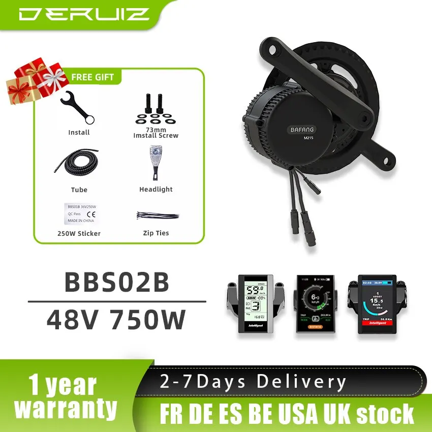 

Bafang Motor BBS02B 48V 750W Mid Drive Motor 8Fun BBS02 Central Engine Electric Bicycle Ebike E-bike Conversion Kits for 68mm