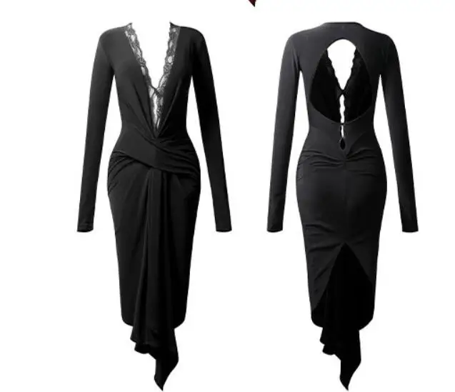long red black Latin Dance Dress latin dress Tango Rumba ChaCha high vent split dresses woman zym2190 | Тематическая одежда и