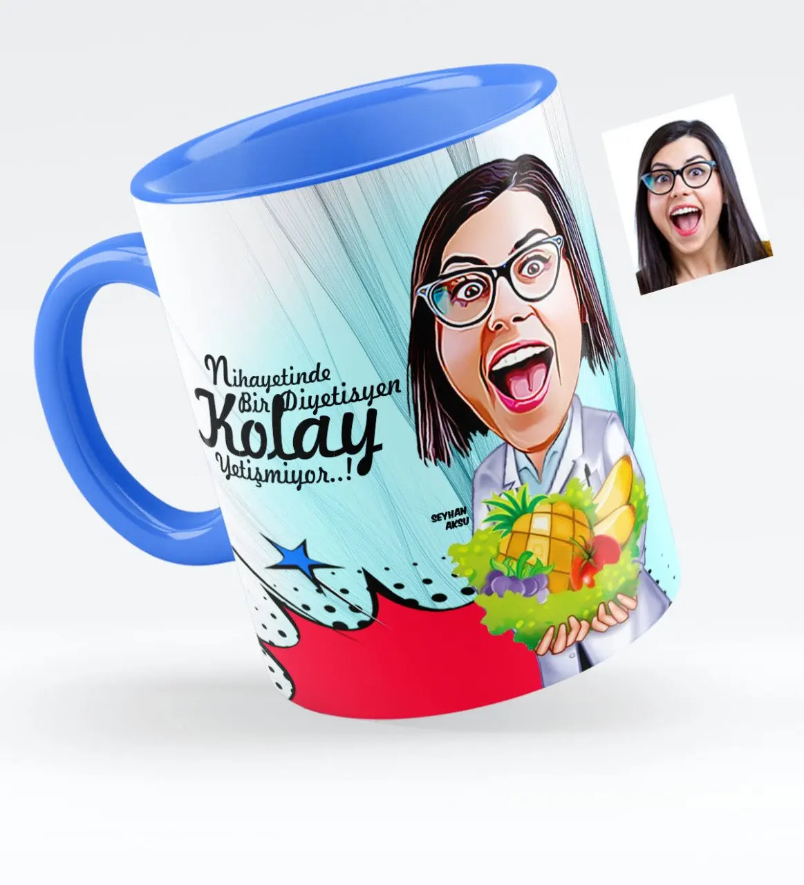 

Personalized Women 'S Dietician Caricature Of Blue Mug cup-1