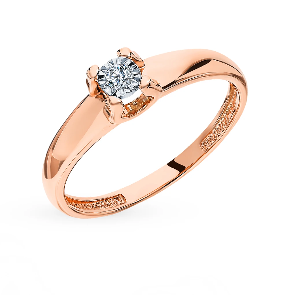 Золотое кольцо с бриллиантом SUNLIGHT проба 585 | Украшения и аксессуары