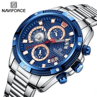 top brand naviforce mens watches military sports high quality steel strap multifunction waterproof clock male relogio masculino
