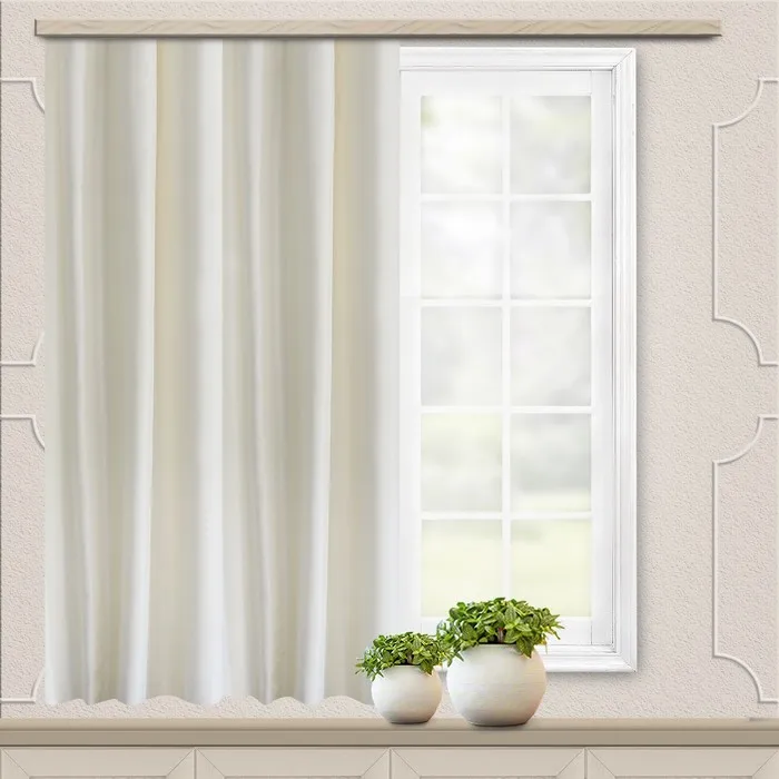 Штора портьерная для кухни Жаккард Бамбук 135х180 см молочный пэ | Дом и сад