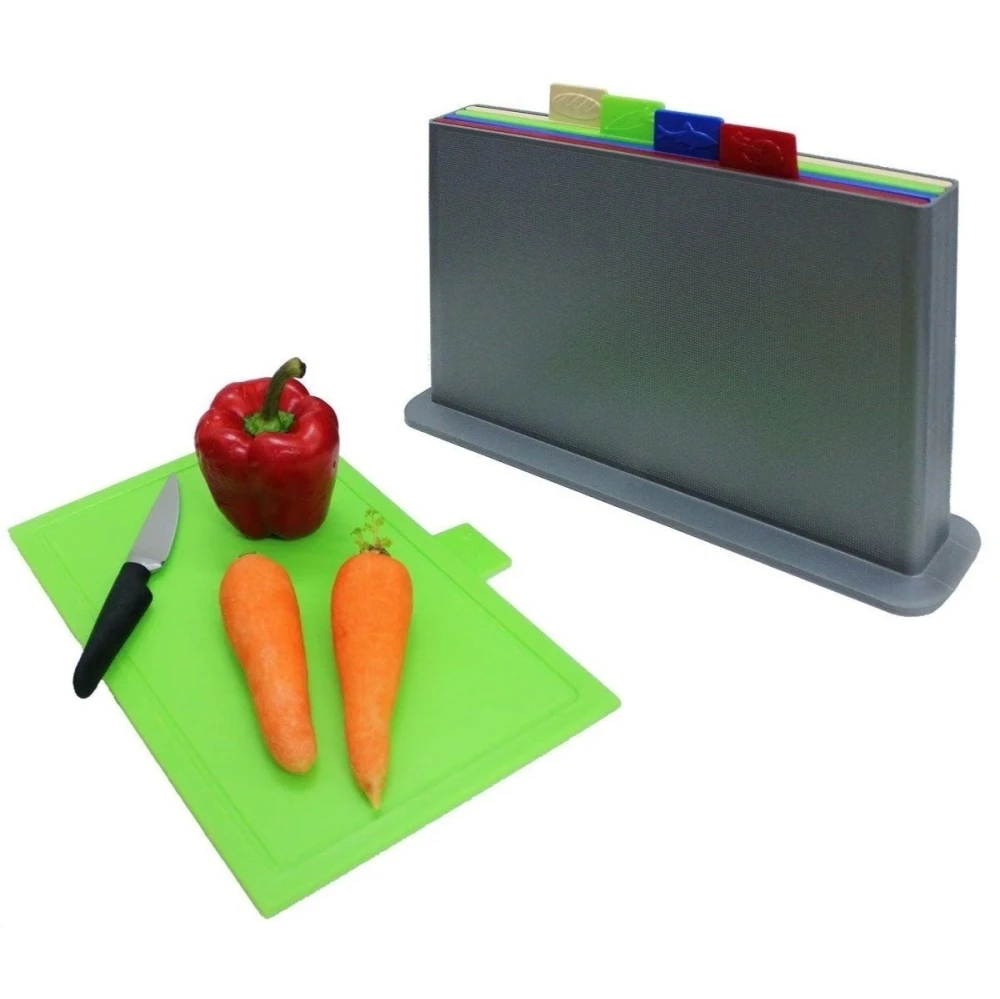Набор из 4-х разделочных досок на подставке 35х23 см с маркерами 4 шт | Дом и сад