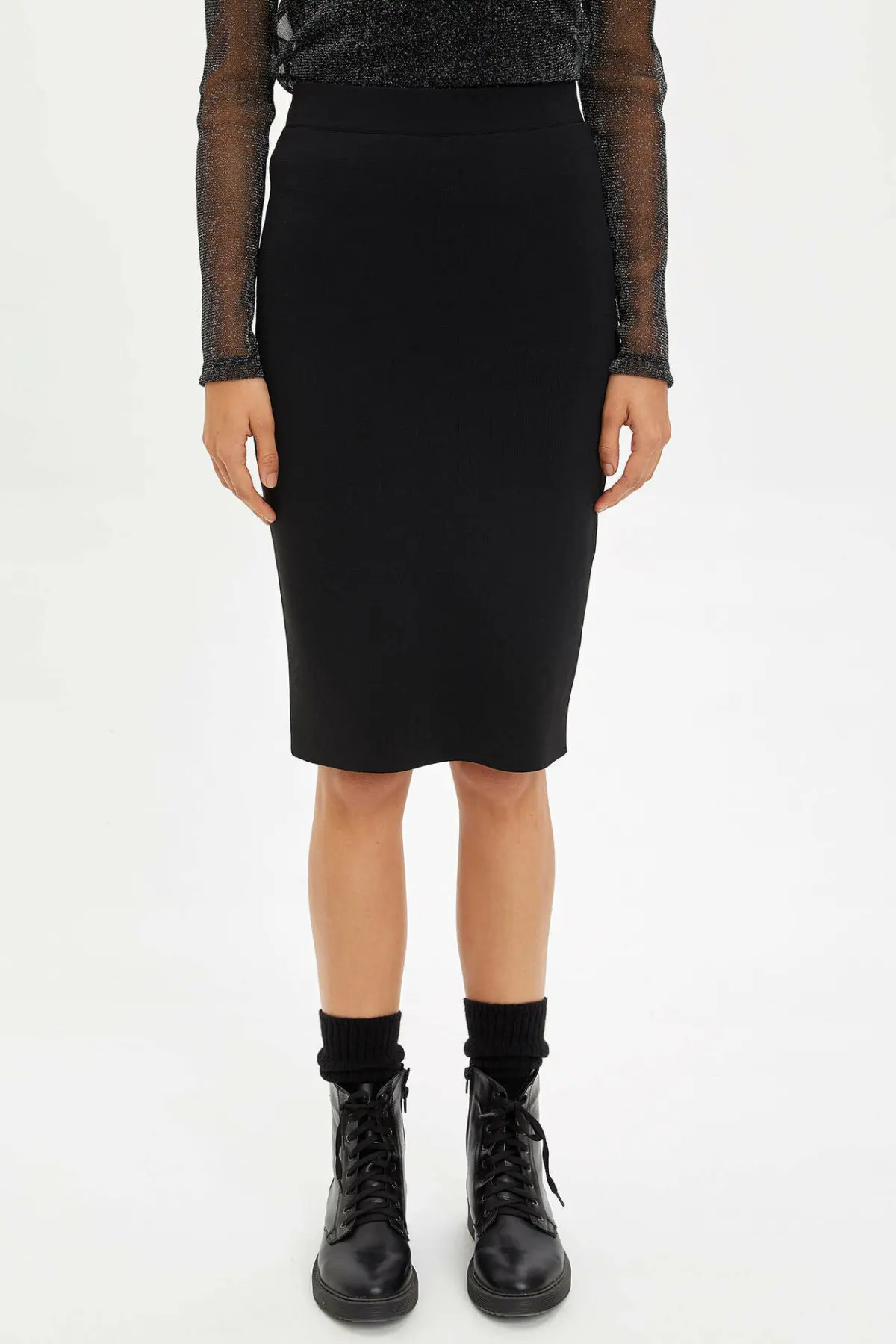 Дефакто Женская трикотажная юбка Зима Осень Вязаные Юбки эластичные теплые