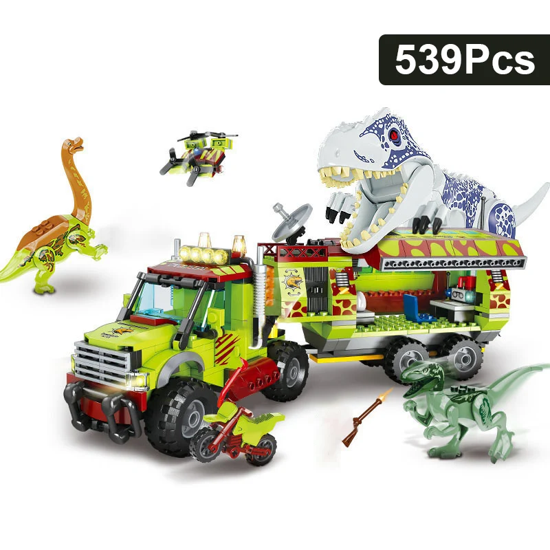 Jurassic Dinosaur T-Rex Truck Model Building Blocks Indominus Rex Dino World Set With Figures Bricks DIY Toys For Kid Adult Gift
