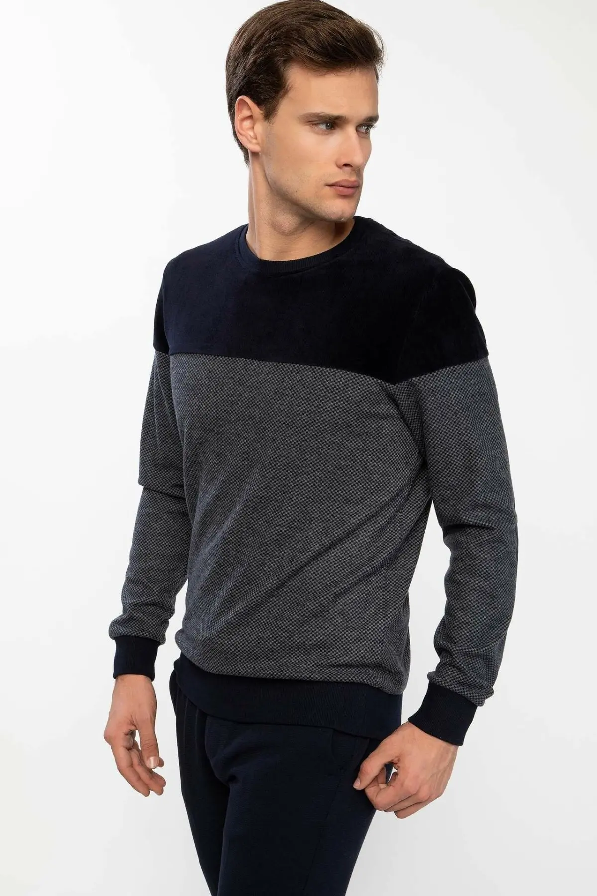 DeFacto мужские Модные Лоскутные Топы Повседневный пуловер для отдыха свободные