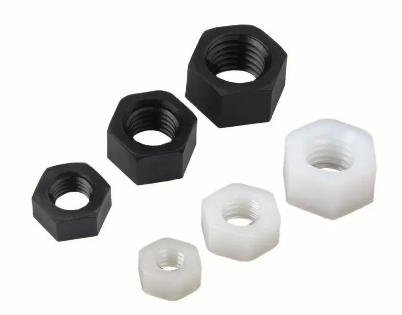 

50/25/10Pcs DIN934 M2 M2.5 M3 M4 M5 M6 M8 M10 M12 M14 M16 M18 M20 Black/white Nylon Hex Nut Hexagon Plastic Nuts