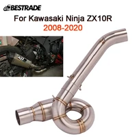 motorcycle mid pipe for kawasaki zx10r ninja 2008 2020 exhaust middle connect link tips slip on 51mm mufflers stainless steel