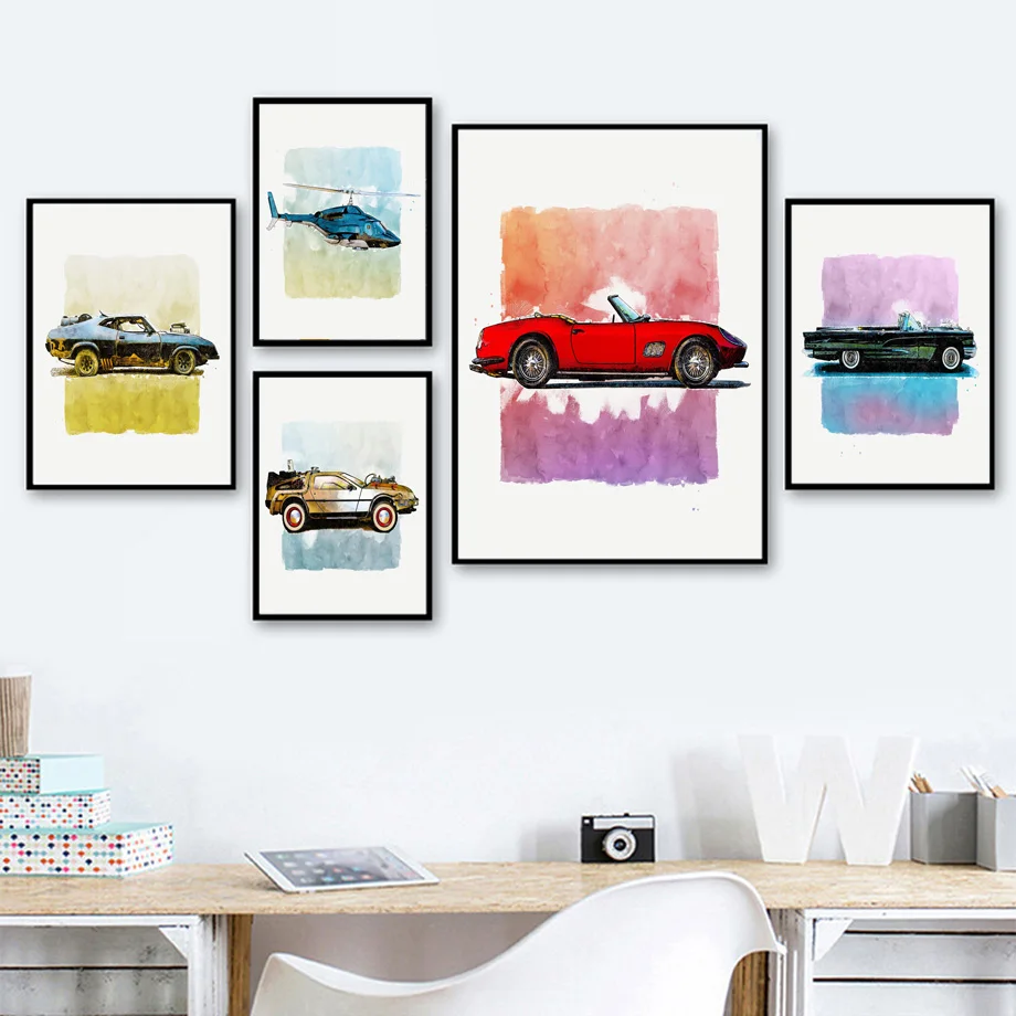 

Retro Movie Batmobile Batmissile Fighter Racing Wall Art Canvas Painting Nordic Posters And Prints Wall Pictures Kids Room Decor