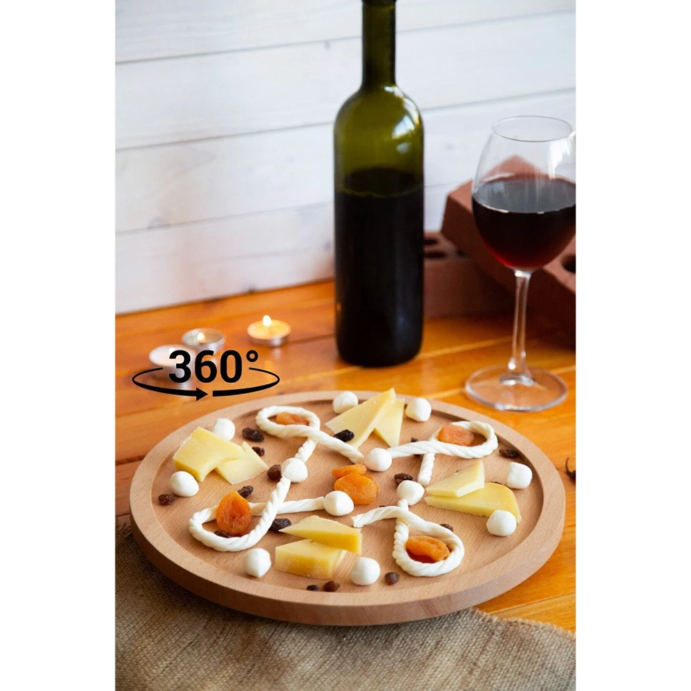

Wooden Rotating Stand Mechanism Serving Plate Presentation Board Table Decoration 360 Degree Rotating Luxury Serving Plate New