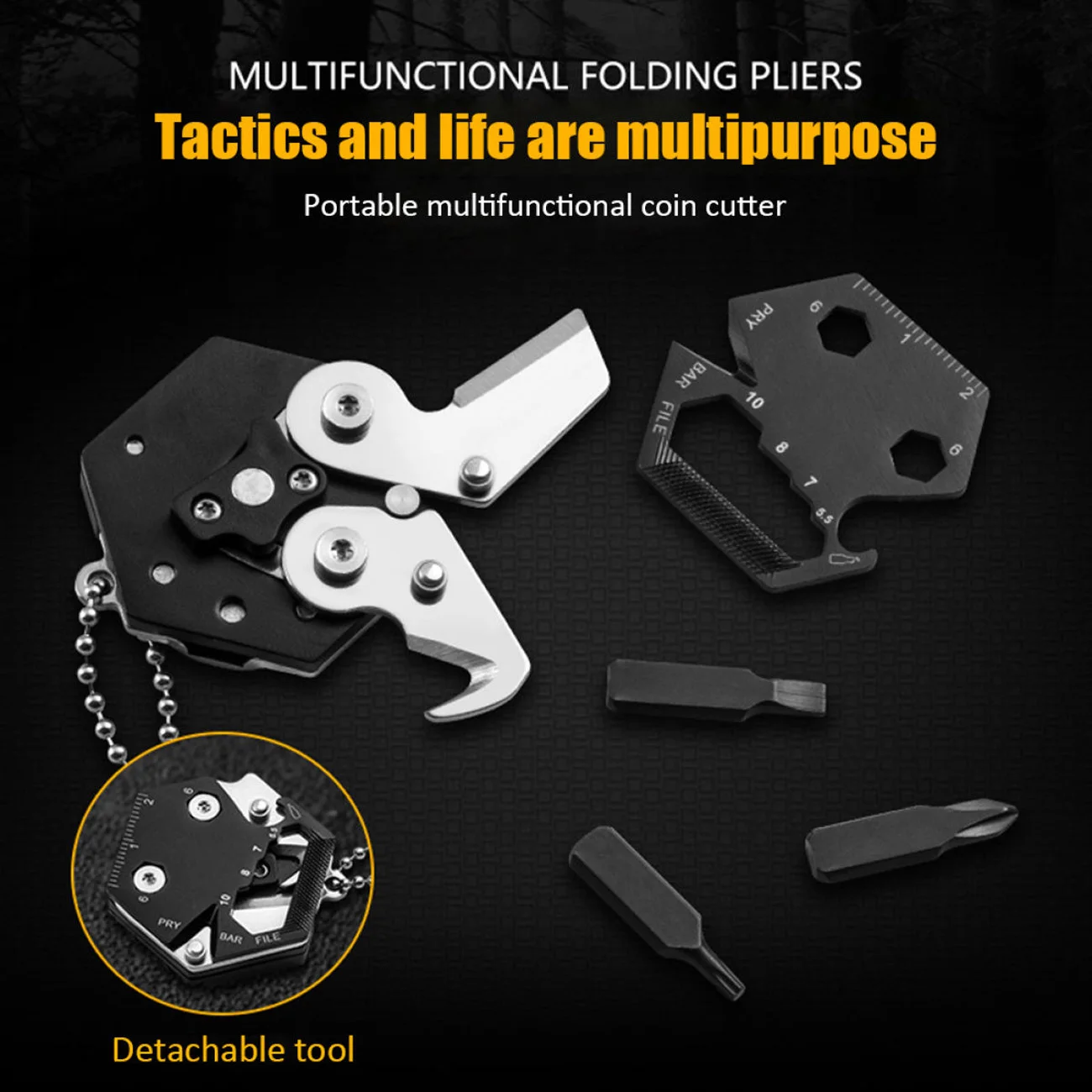 

Multitool Keychain Hexagonal Kit Folding Mini Pocket Survival Tool Set with Knife Micro Screw Driver Set