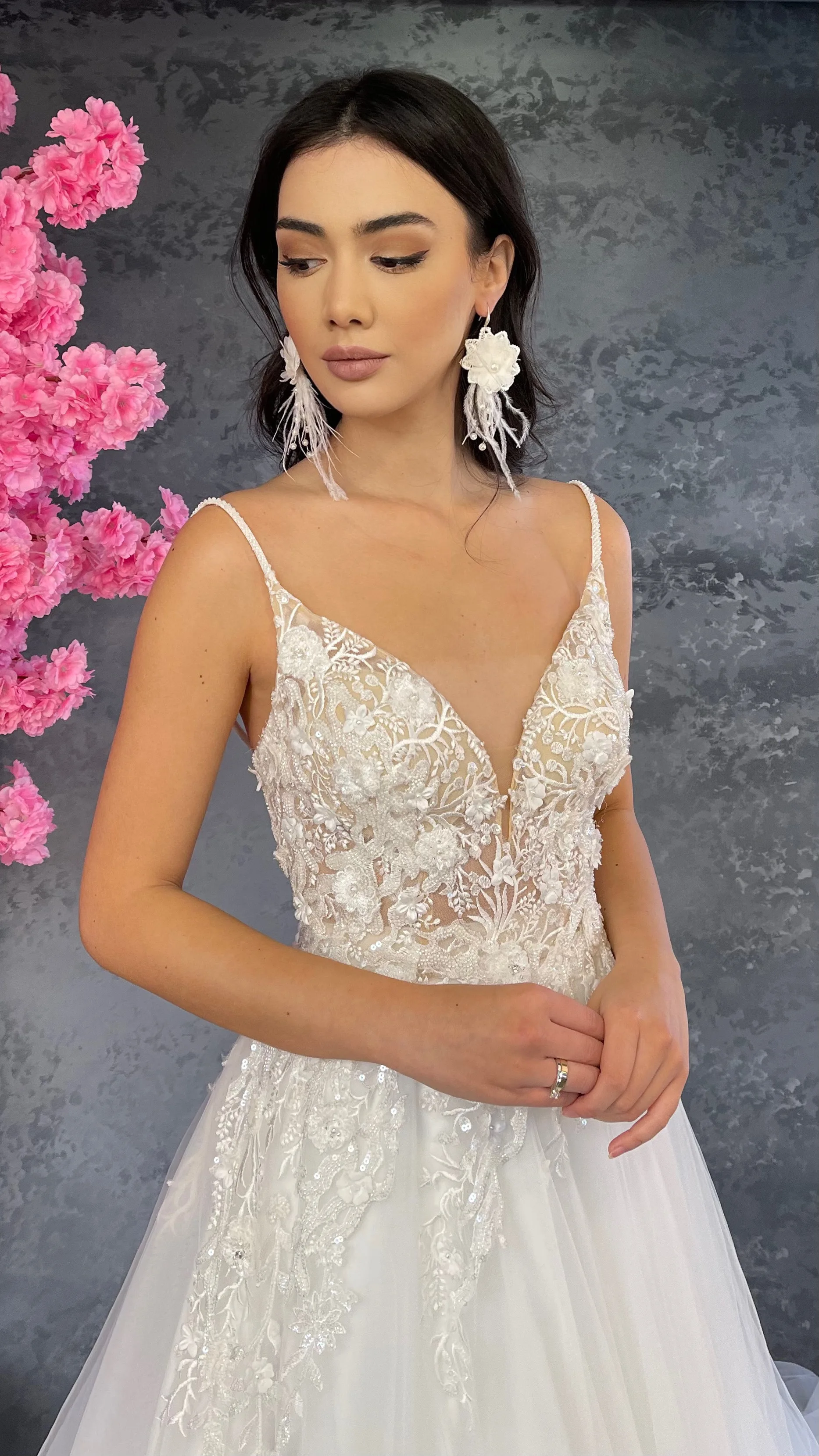 

3 Size Floral Lace Helen Wedding Dress Bridal Dress Custom Design Evening Dress Quality Embroidered Fabric Elegant Design