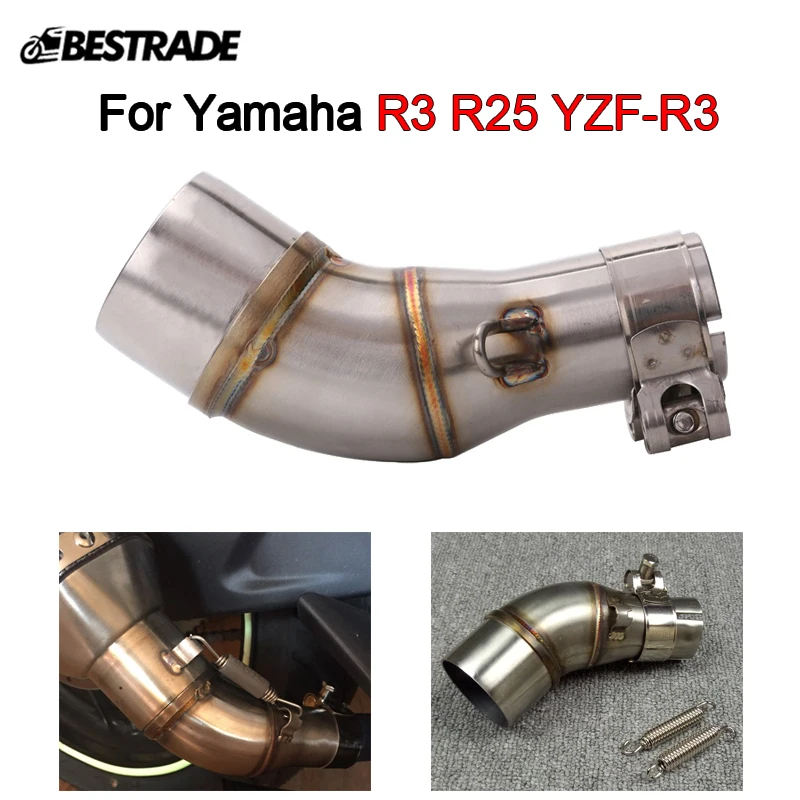 

For Yamaha R3 YZF-R3 R25 All Years MT-03 2016-2018 Exhaust Pipe Middle Link Pipe Slip On 51mm Muffler Escape Stainless Steel