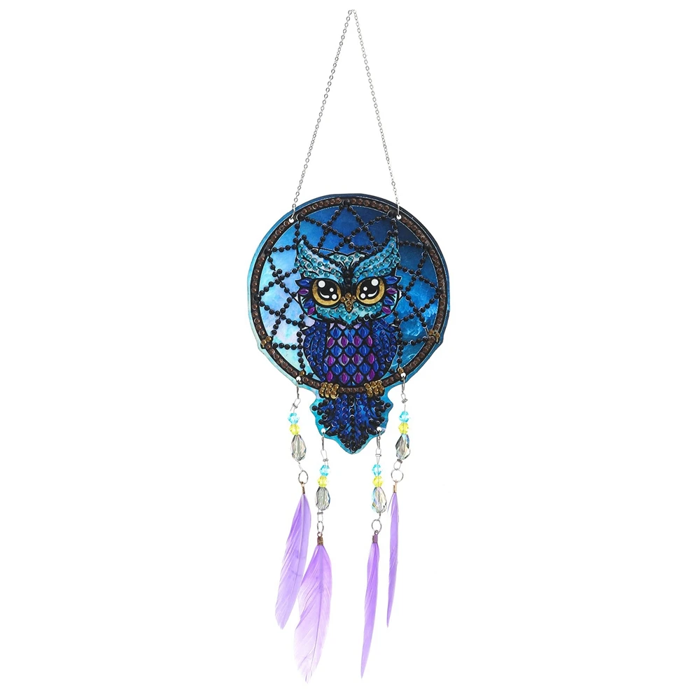 2022 New Diamond Painting Feather Dream Catcher Wind Chime DIY Living Room Bedroom Balcony Christmas Decoration Pendant Gifts