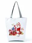 Женская Подарочная сумка с принтом Санта Клауса, Рождественская сумка-тоут для девушек, вместительная Экологически чистая многоразовая сумка для покупок, складная сумка через плечо