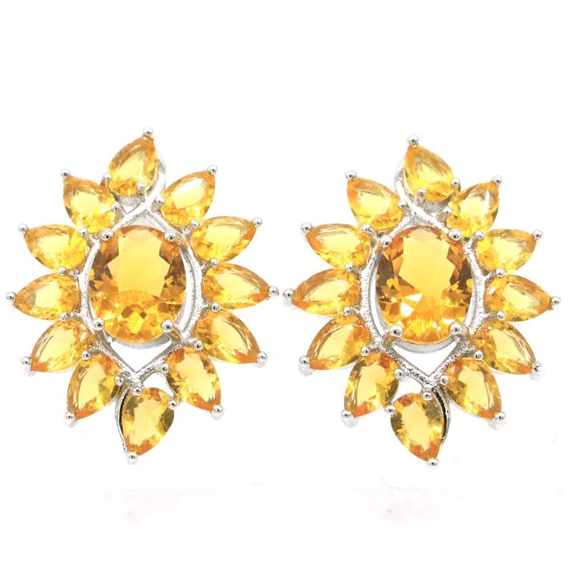 Женские серьги из серебра с цитрином 8 5 г 3 мм | Украшения и аксессуары