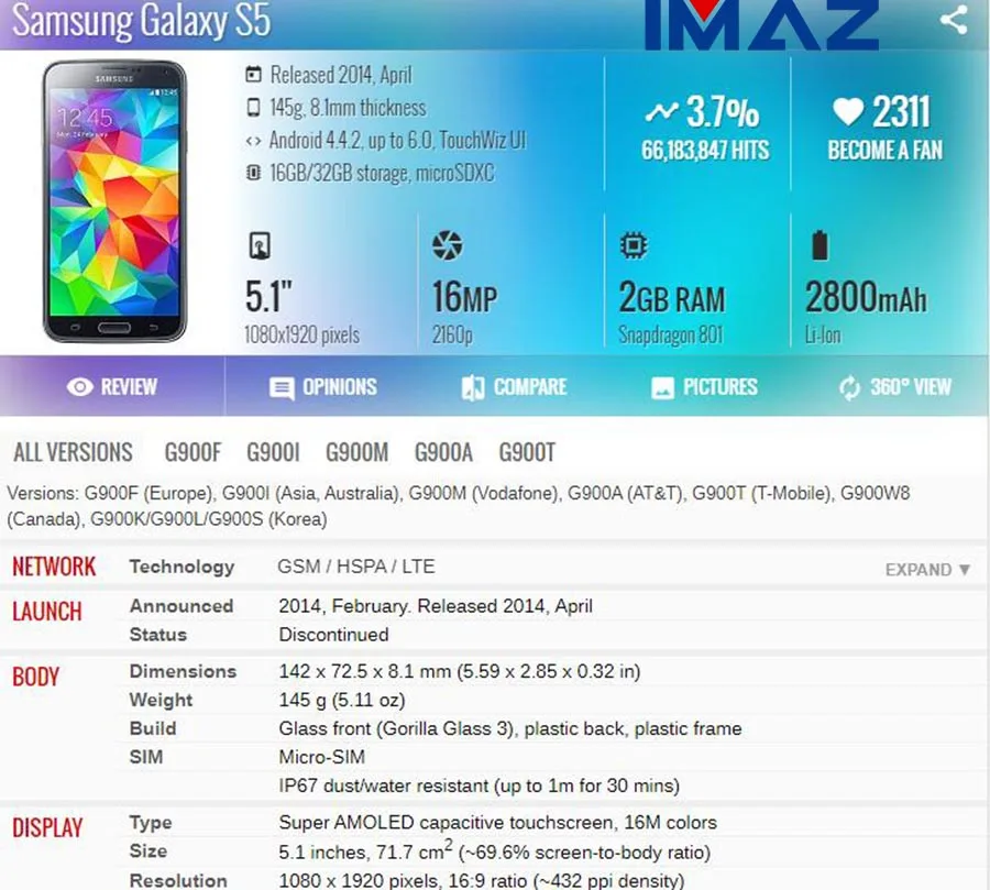 ЖК-дисплей IMAZ для SAMSUNG Galaxy S5 i9600 G900 G900F G900A G900H G900M дигитайзер сенсорного экрана в
