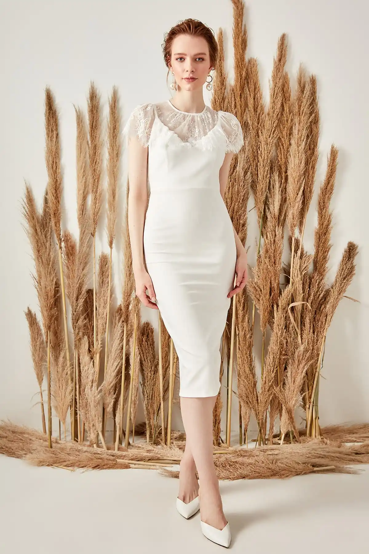 Кружевные детали Trendyol TPRSS19BB0348|Женские платья| |