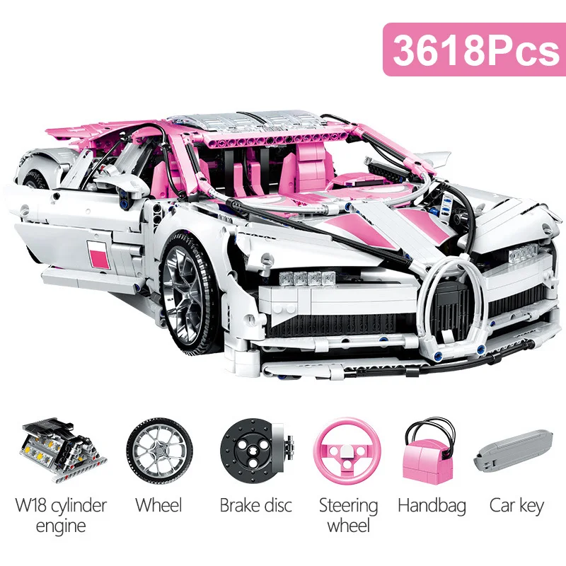 

Technical Bugattied 3618Pcs 1:10 Racing Car Model Building Blocks 20086 42083 City Speed Vehicle MOC Mini Bricks Toys Adult Gift