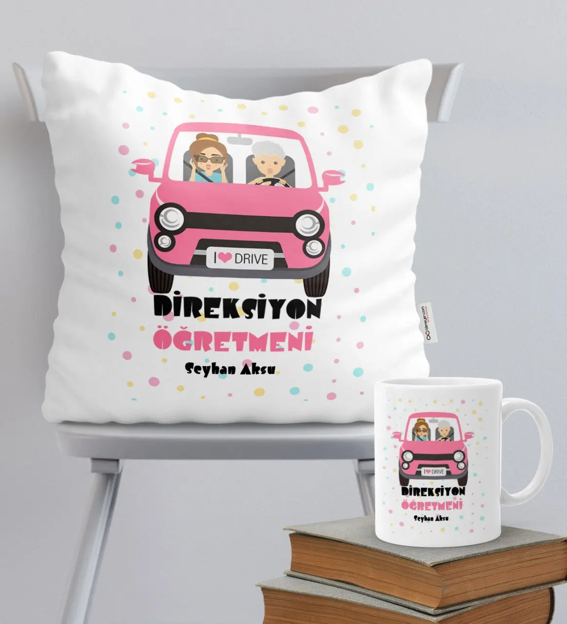 

Персонализированные специальные рулевое колесо эгретмени тематические подушки кружка набор-1