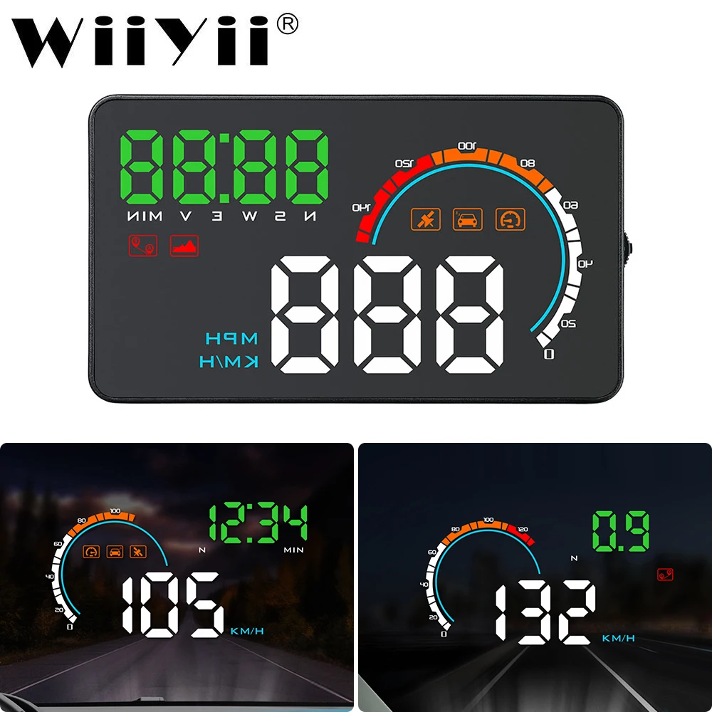 WiiYii Новый Q5 Универсальный Автомобильный HUD GPS дисплей монитор 4 &quotспидометры