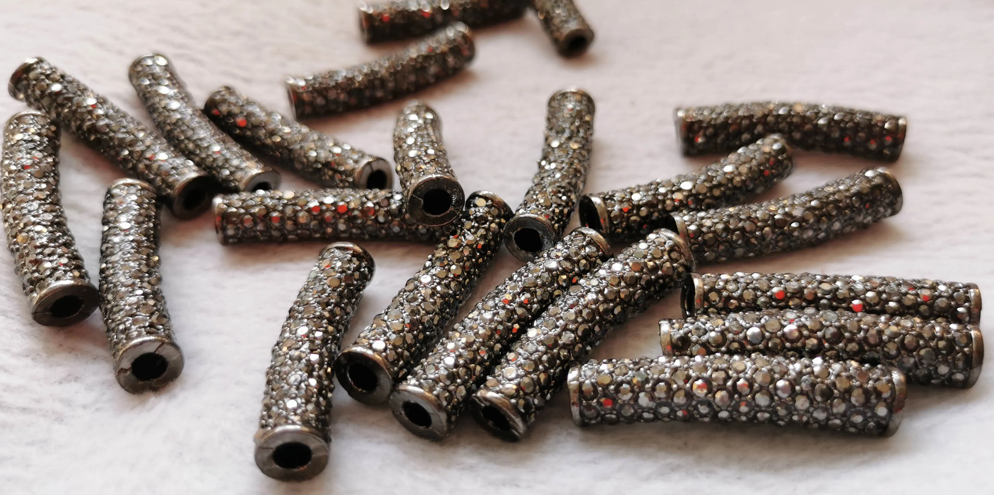 10 шт. кристаллический кубический цирконий стразы ПАВЕ трубки 38x8 мм рисовая