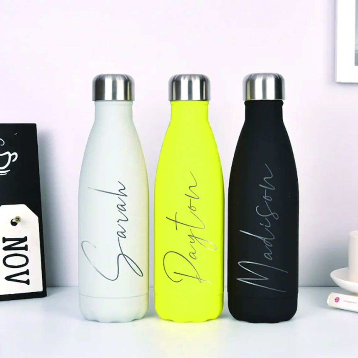 Botella de bebida de acero inoxidable personalizada, 500ml, regalos para damas de honor, profesores, regalos de Navidad, vasos de objetos personalizables