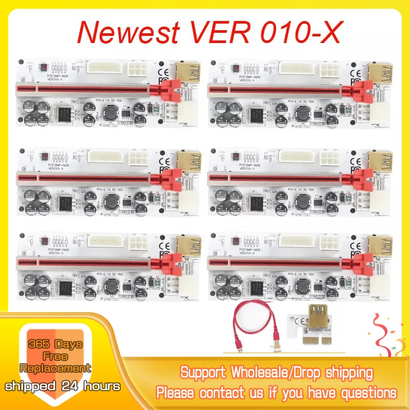 

1-9PCS Riser VER010 USB 3.0 PCI-E Riser 1X to 16X Expansion Card VER010-X Riser For Video Card PCI-E Riser Card For BTC Mining