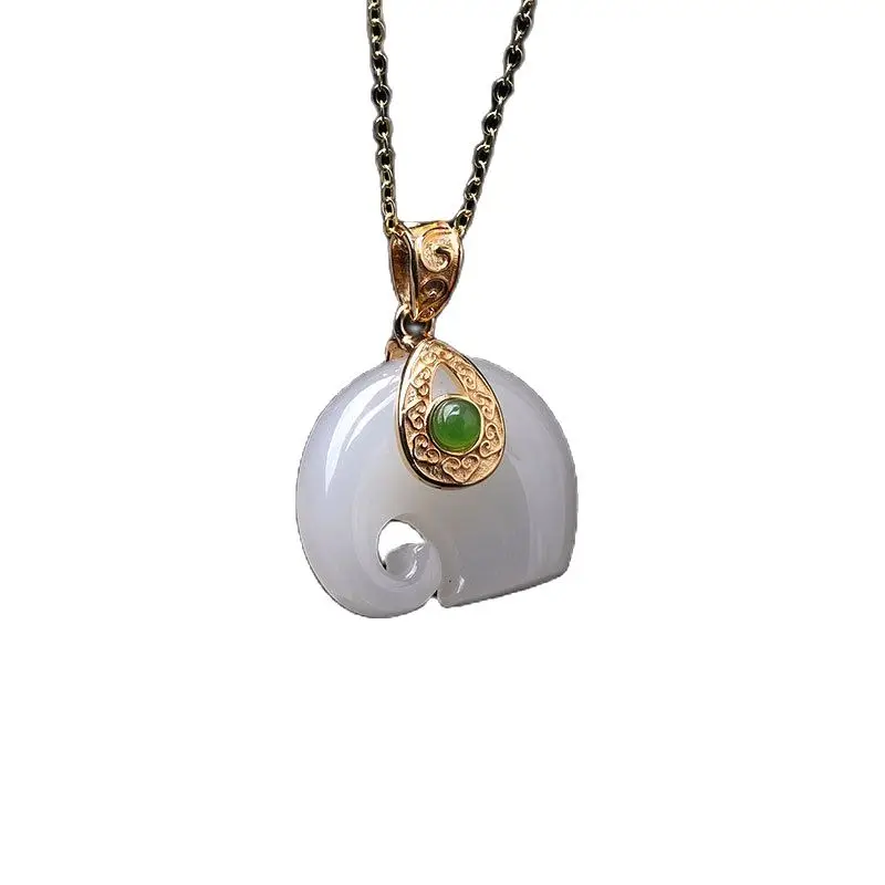 

KJJEAXCMY boutique jewelry S925 sterling silver jewelry necklace fashion lady xiao xiang hetian jade sheep fat jade pendant