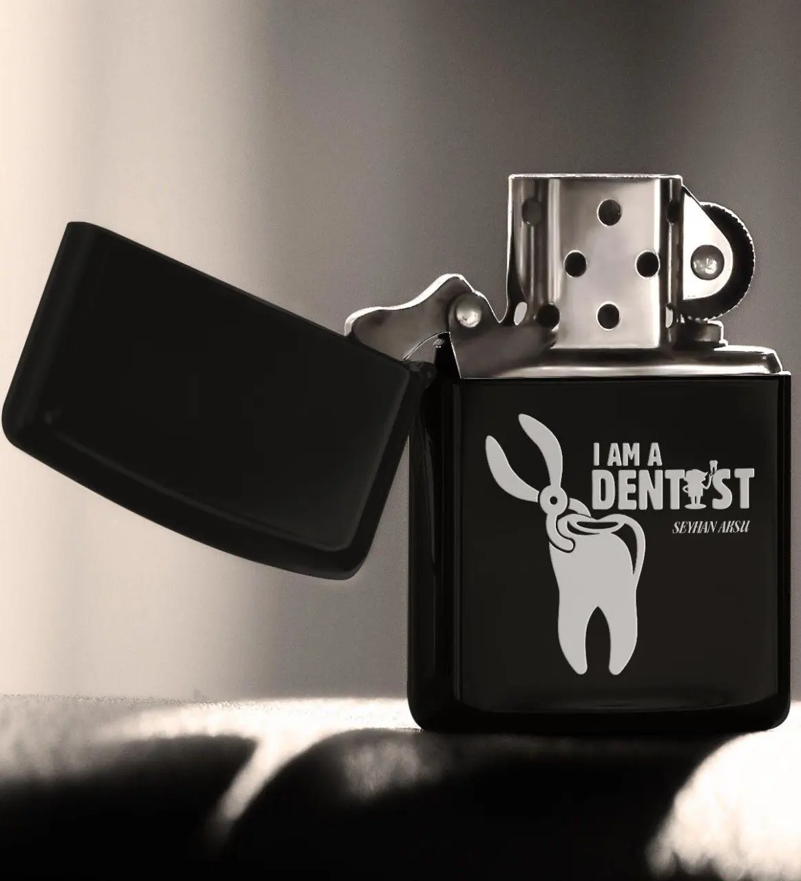 

Personalized Professional Dentist Gasoline Black Metal Cigarette Lighter-1