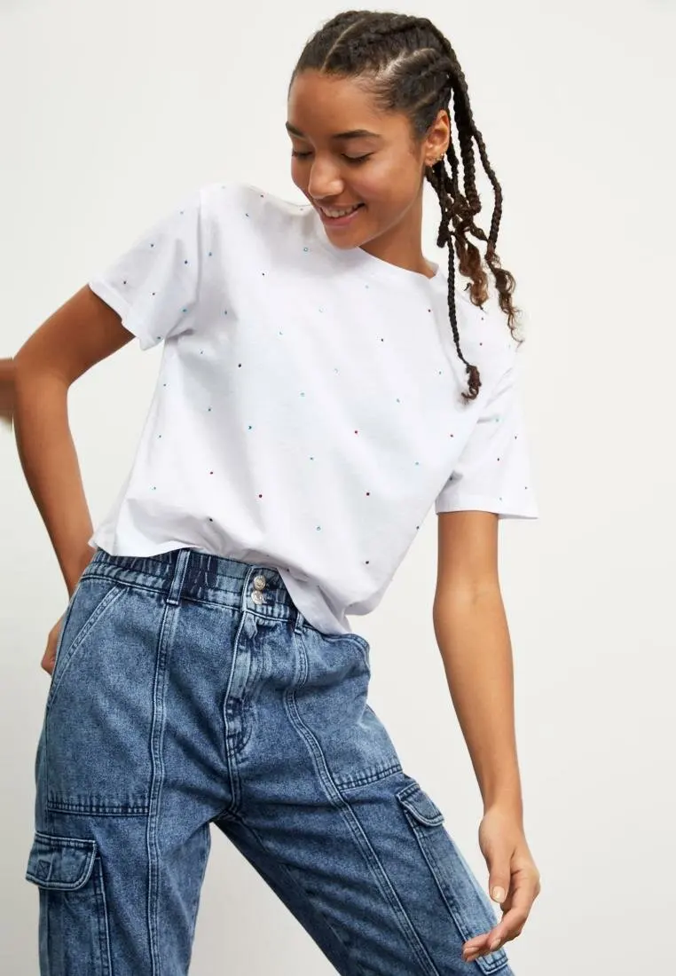 DeFacto женская футболка с коротким рукавом Женская Весенняя Повседневная белая