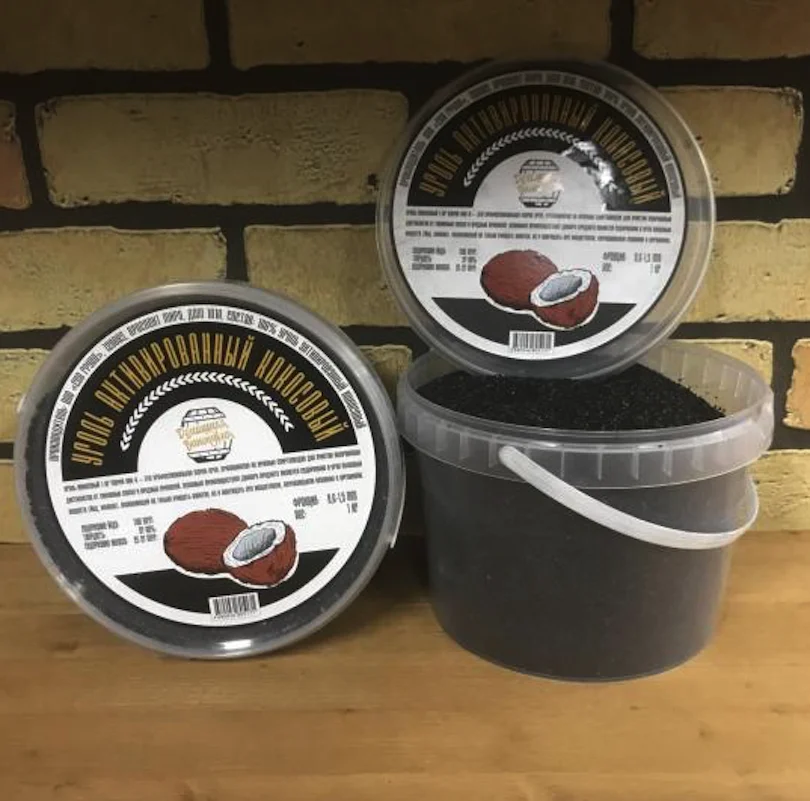 Уголь кокосовый КАУ-А 1 кг (ведерко ПЭТ) для очистки самогона | Обустройство дома