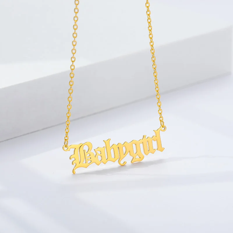 Babygirl Princess Necklace Chain for Women Girl Pendant Necklaces Gold Stainless Steel Jewelry Ketting Collar Gift | Украшения и