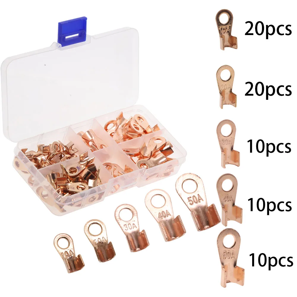 

70pcs Copper Battery Cable Connector Terminal Open Lugs Wire Terminals OT-10A OT-20A OT-30A OT-40A OT-50A Kit