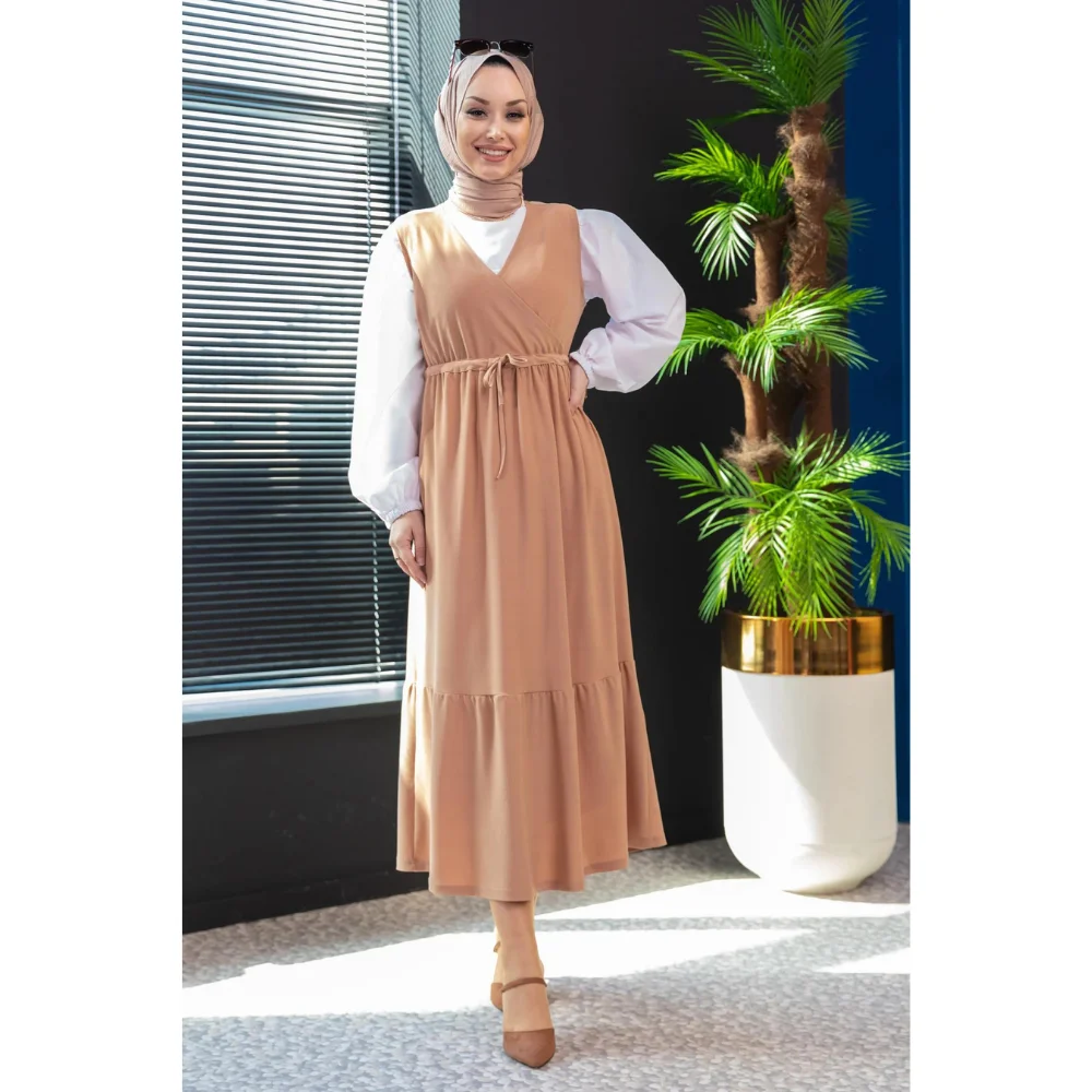 Shirt+Dress Muslim Dress Trend 50% Polyester, 50% Cotton Fabric Unlined. abaya muslim dress women kaftan open abaya long dress a