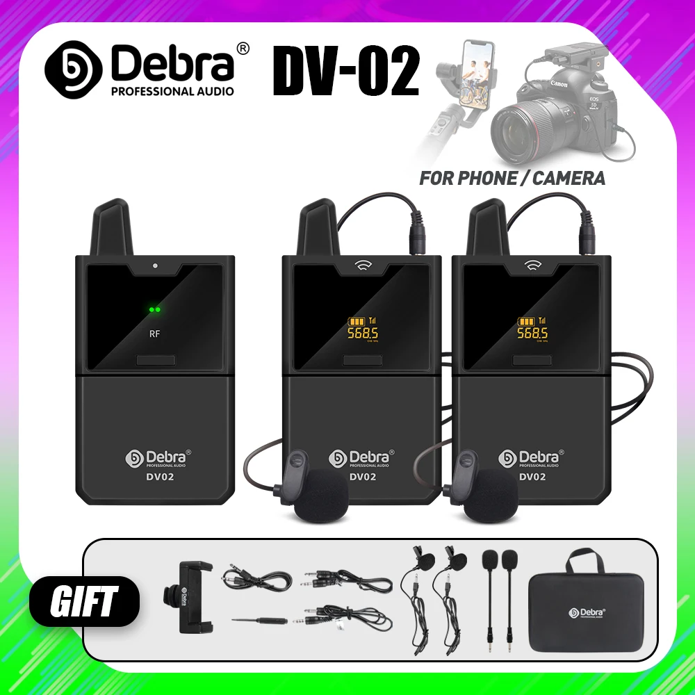 Беспроводной петличный микрофон DV01/02 с функцией аудио монитора UHF беспроводной