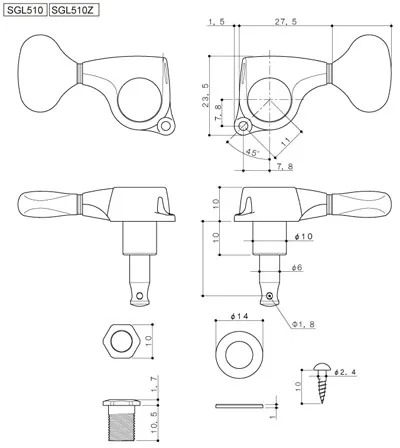 Колки 3+3 с гравировкой GOTOH SGL510Z-A20LX хром | Спорт и развлечения
