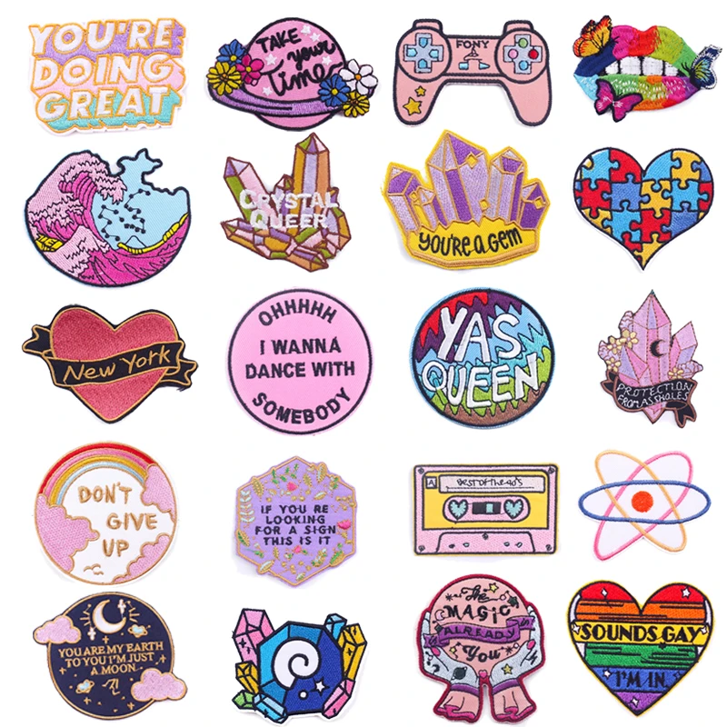 

Nicediy Crystal/Outdoor Patch For Clothes Sewing Badge Patches Embroidered Patches For Clothing Applique Jacket Jeans Patch Diy