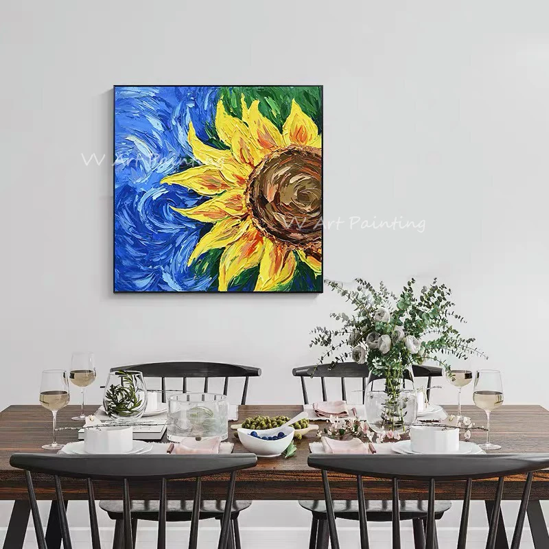 Большой толстый нож-Подсолнух ручной работы 100% Картина на холсте современные