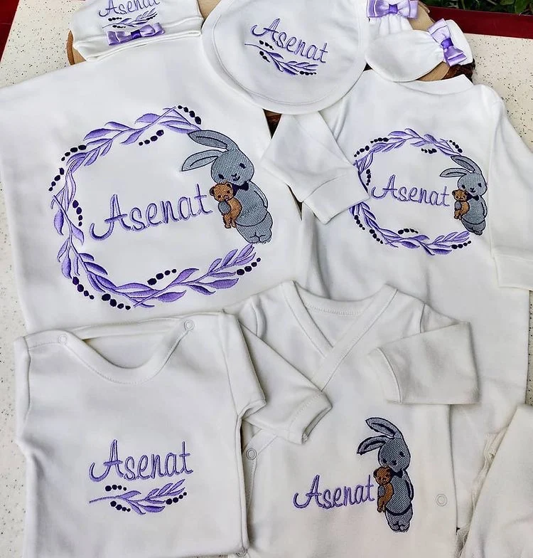 

Jaju Baby Handmade, Rabbit and Name Embroidered Baby Newborn Set (Name Embroidery on Request)