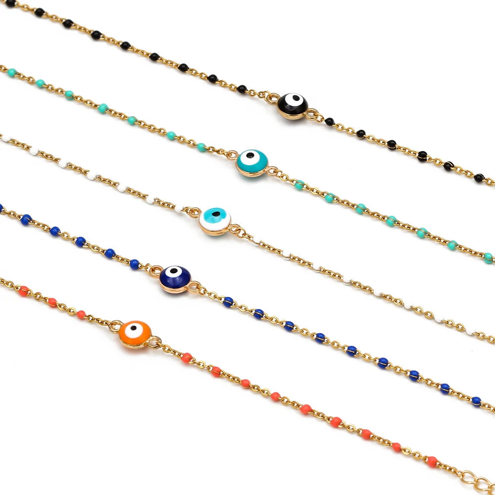 MEIBEADS 1pc Minimalist Evil Eye Beads Link Chain Bracelet Bangle MIYUKI Jewelry Fit Women Party Weddings | Украшения и
