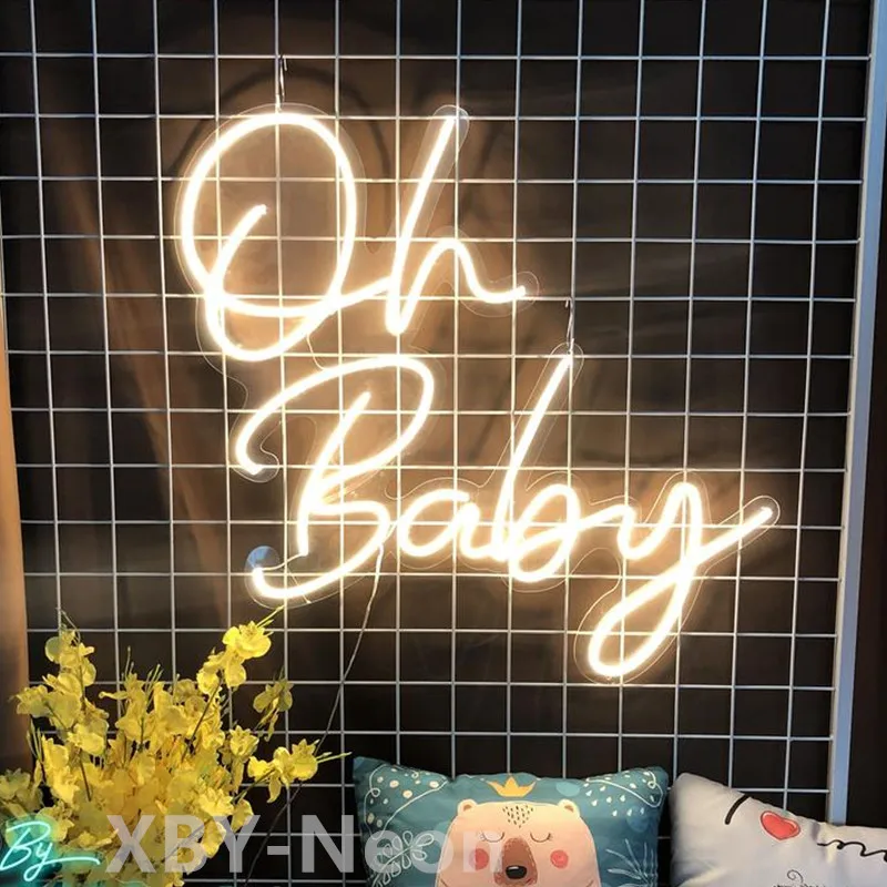 Custom LED Neon Light Oh Baby for Bedroom Bar Home Party Wall Decor Acrylic Flex Sign Led Light Room Decoration Ins