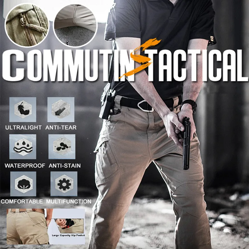 

New Men Casual Cargo Pants Elastic Military Camouflage Multiple Pocket Waterproof Tactic Pants Outdoor Trekking Trousers 2021